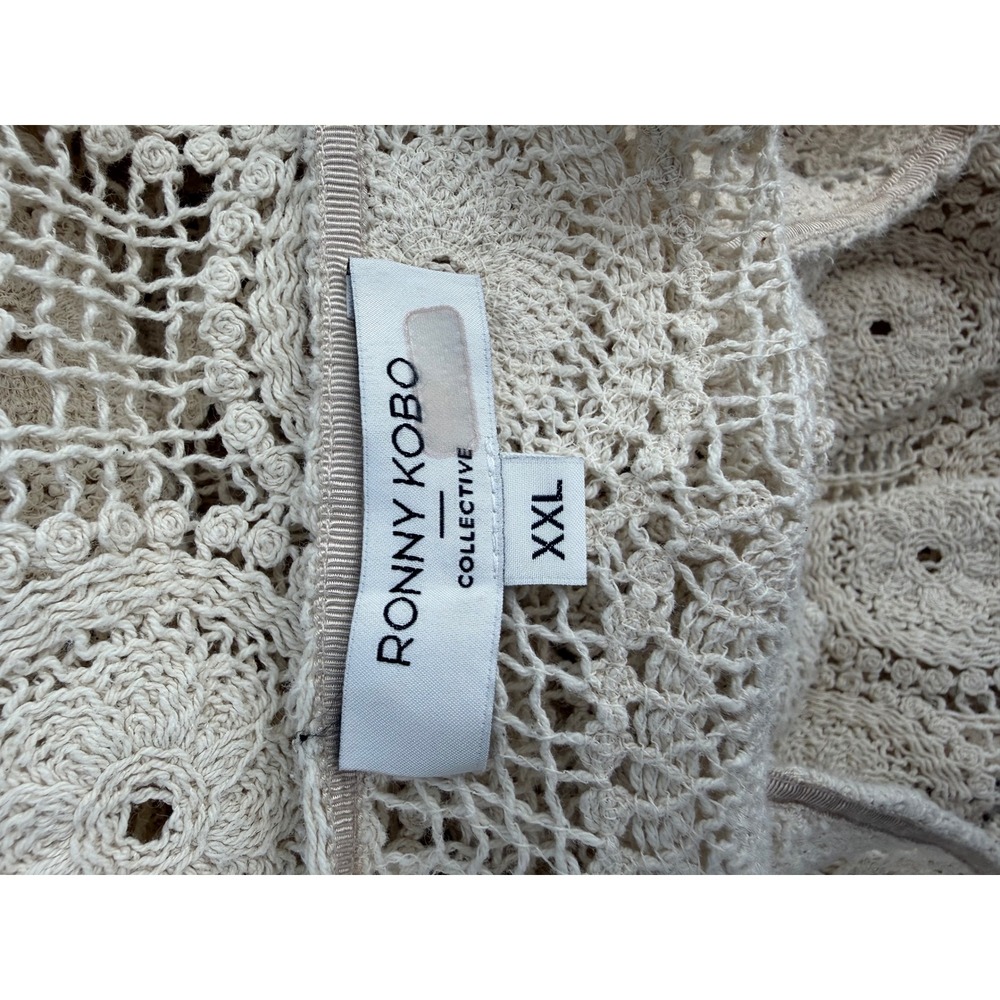 Ronny Kobo Collective Beige Crochet Medallion Maxi Dress Long Sleeve XXL AS IS - Picture 6 of 7